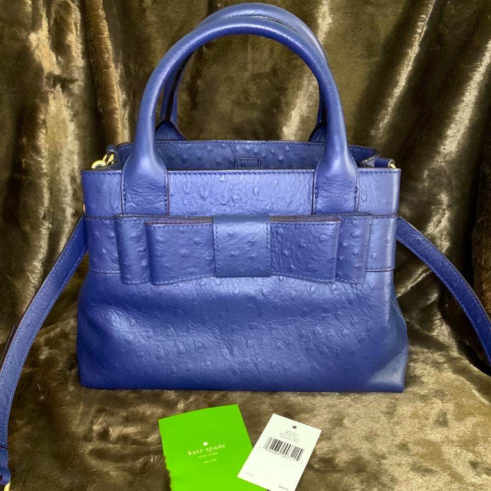 KATE SPADE Charm City Ostrich Purse in French Navy